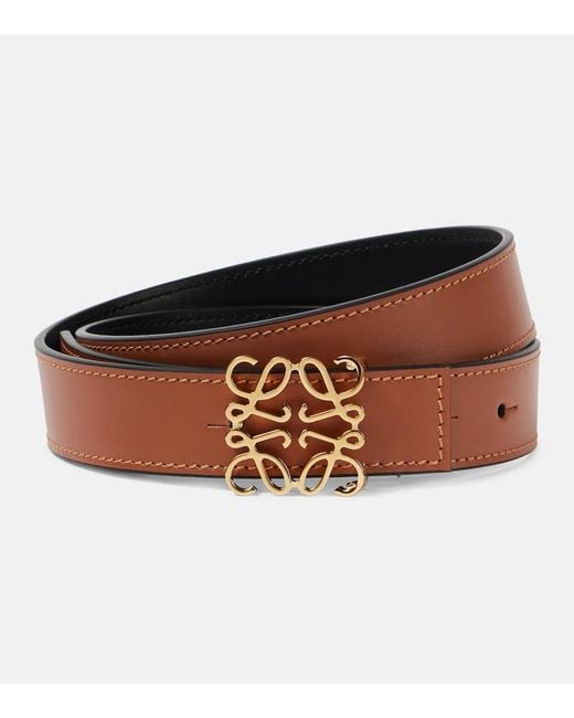 Loewe Brown Anagram Reversible Leather Belt