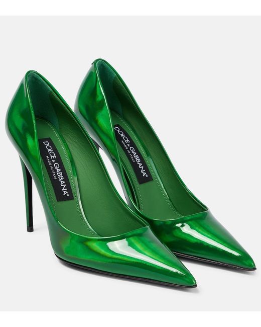 Dolce & Gabbana Green Metallic Leather Pumps