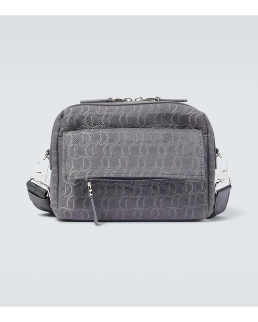 Christian Louboutin Gray Zip N Flap Logo Jacquard Messenger Bag for men