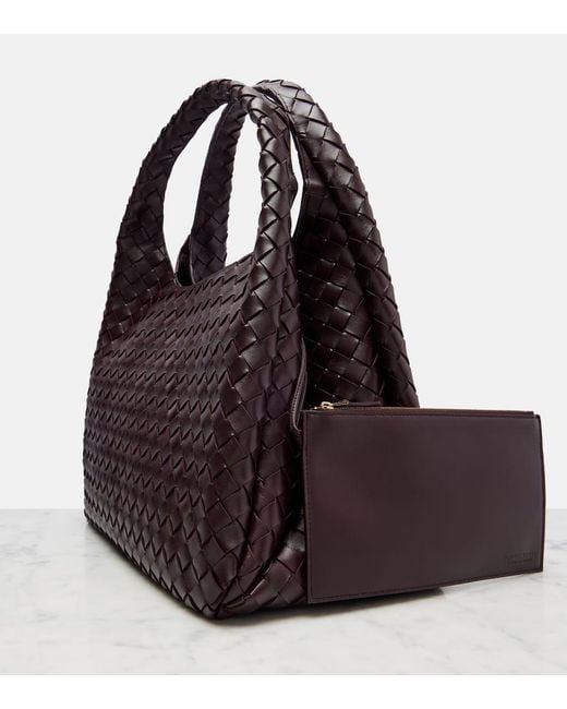Bottega Veneta Gray Campana Large Leather Shoulder Bag