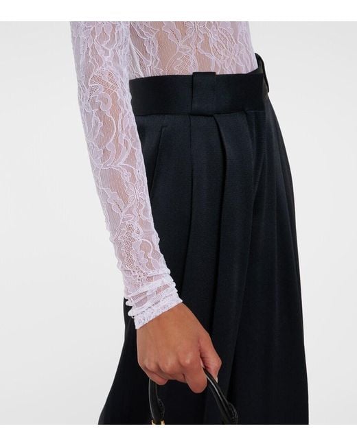 Wardrobe NYC White Floral Chantilly Lace Bodysuit