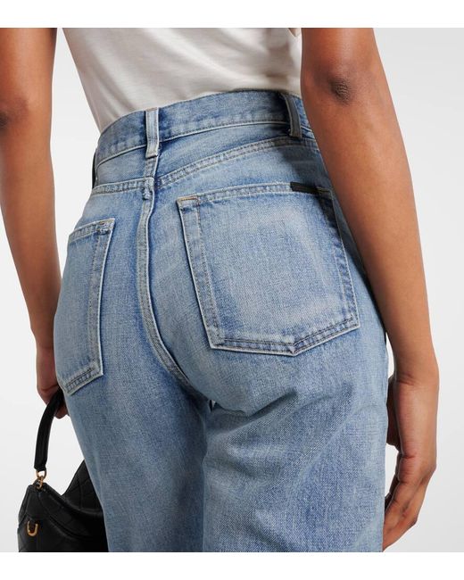 Jeans regular a vita alta di Saint Laurent in Blue