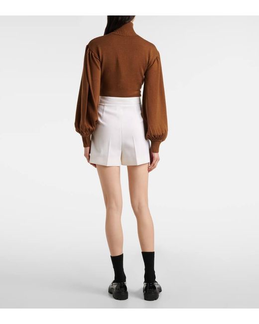 Max Mara White Zic High-Rise Wool-Blend Canvas Shorts