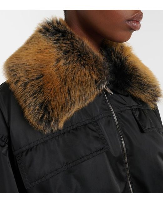 Saint Laurent Black Shearling-Trimmed Blouson Jacket
