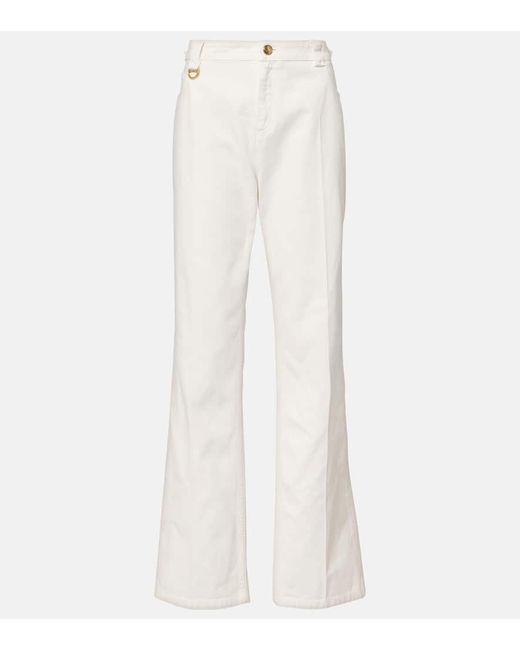 Chloé White Gerade Hose Aus Baumwoll-Canvas