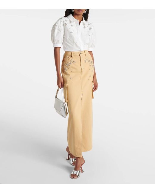 Self-Portrait Natural Verzierter Jeansrock