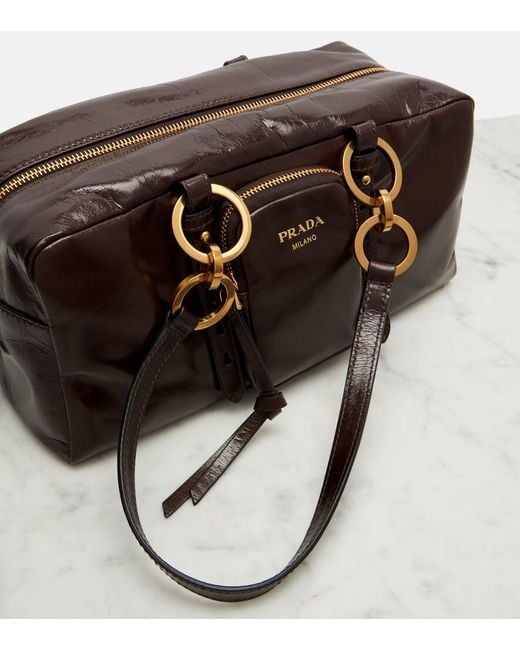Prada Brown Dangle Medium Leather Shoulder Bag
