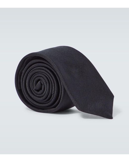 Cravatta Signature in jacquard di seta di Saint Laurent in Blue da Uomo