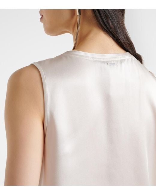 Max Mara White Estri Satin Top