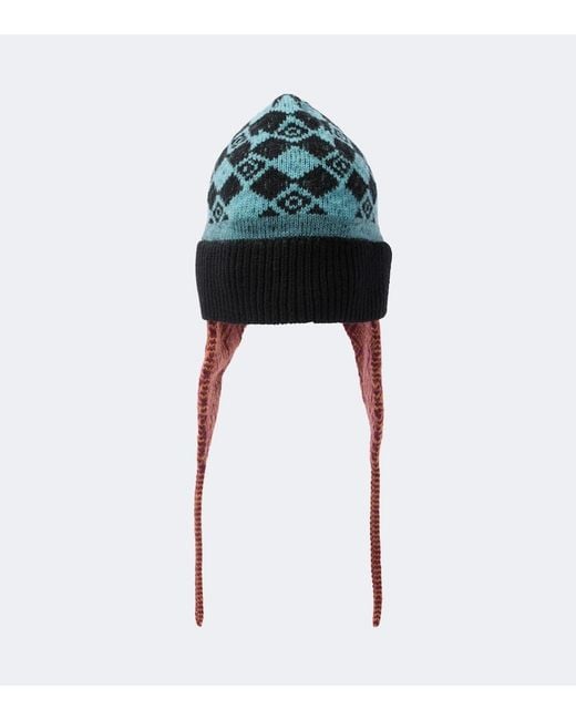 Dries Van Noten Black Jacquard Wool Beanie for men