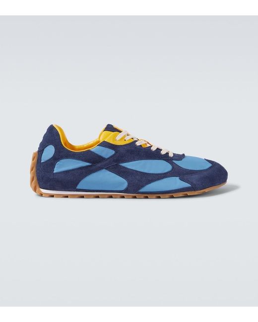 Bottega Veneta Blue Orbit Flash Suede-Trimmed Sneakers for men