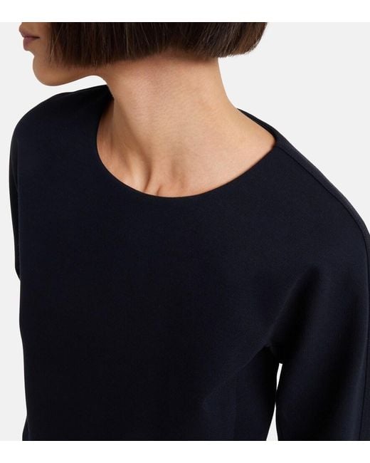 Max Mara Blue Girello Wool And Cotton-Blend Top