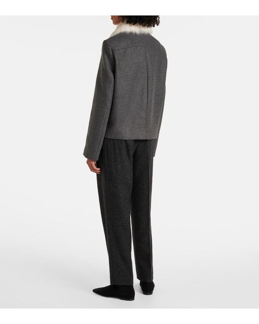 Totême Black Shearling-Trimmed Wool-Blend Jacket
