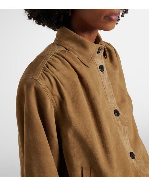Saint Laurent Brown Gathered Suede Jacket