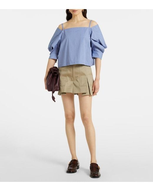 Sacai Blue Striped Cotton Poplin Top