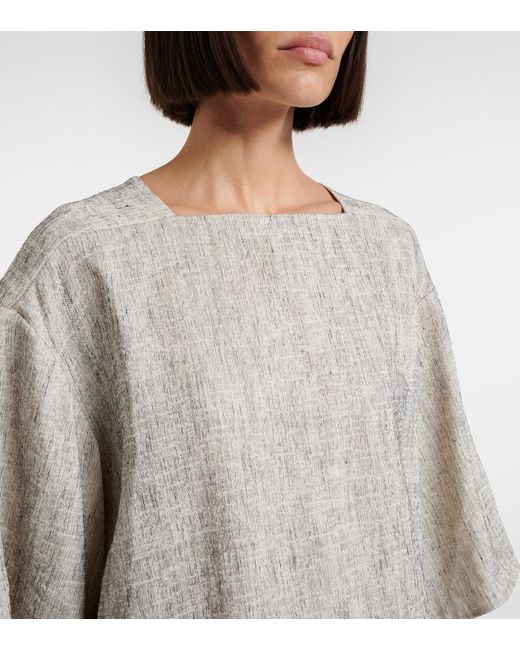 The Row Gray Hamza Linen And Silk Top