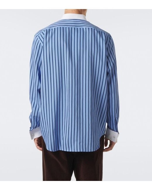 Acne Blue Striped Satin Twill Shirt for men