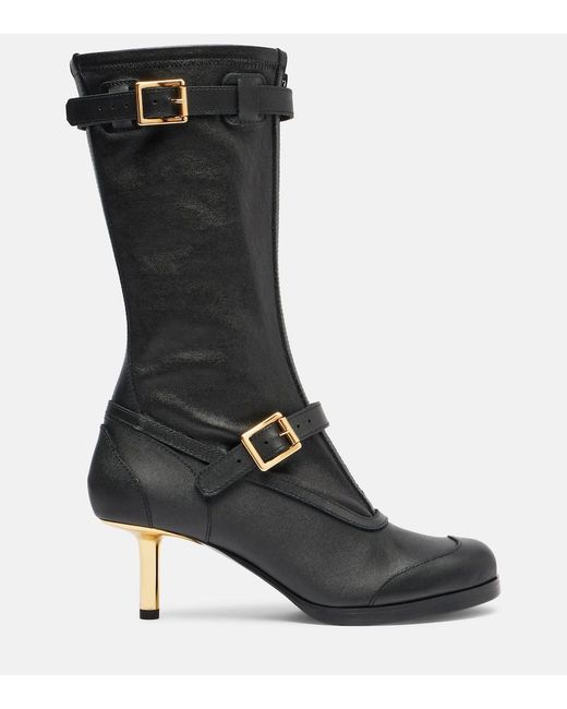 Sacai Black Aviator Leather Boots