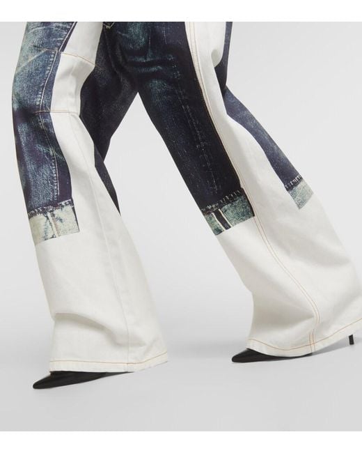 Jean Paul Gaultier Blue Tattoo Collection Trompe L'Oeil Wide-Leg Jeans