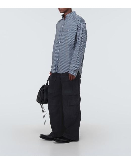 Balenciaga Blue Cotton Twill Cargo Pants for men
