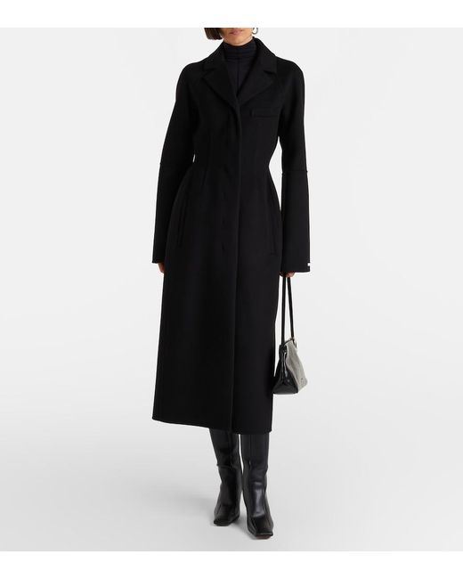Sportmax Black Peplum Virgin Wool Coat
