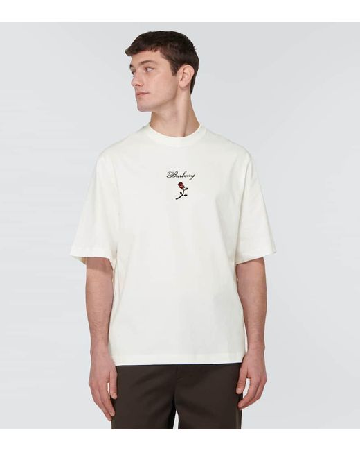 Camiseta en jersey de algodon bordado Burberry de hombre de color White