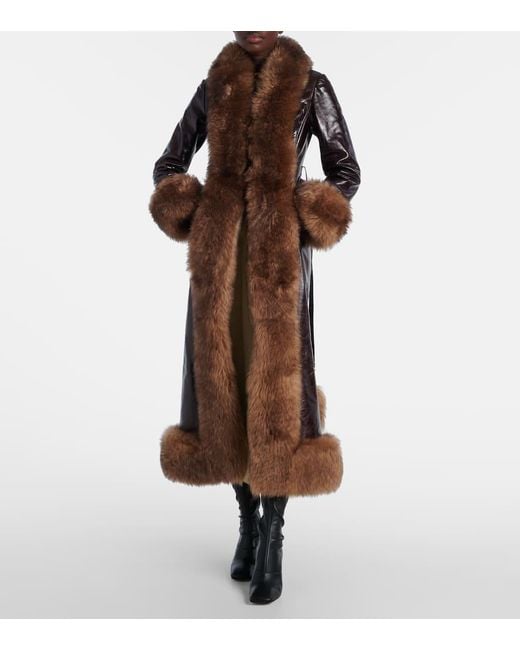 Manteau En Cuir Et Shearling Chloé en coloris Brown