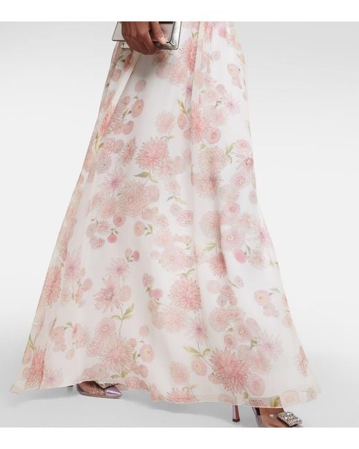 Giambattista Valli Pink Off-the-shoulder Floral Silk Gown