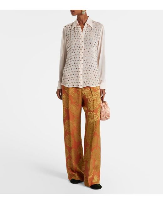 Dries Van Noten Natural Hemd Mit Kristallen