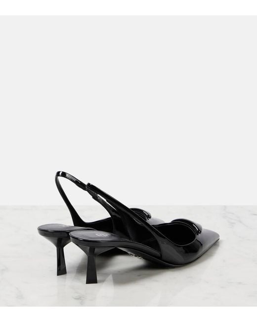 Prada Black Slingback-Pumps Aus Lackleder
