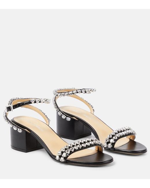 Mach & Mach Metallic Audrey 55 Crystal-Embellished Leather Sandals