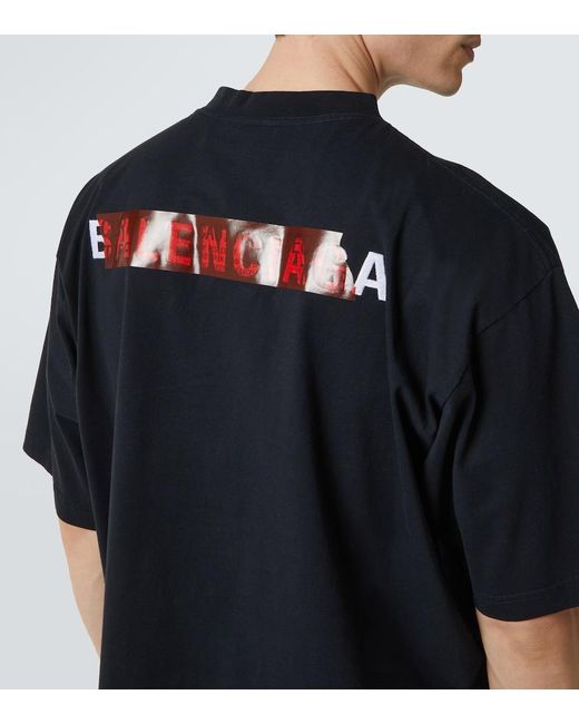 Balenciaga Blue Medium Fit Logo T-Shirt for men