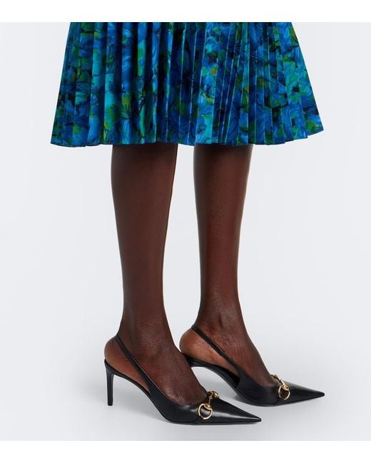 Gucci Black Donna Horsebit Leather Slingback Pumps