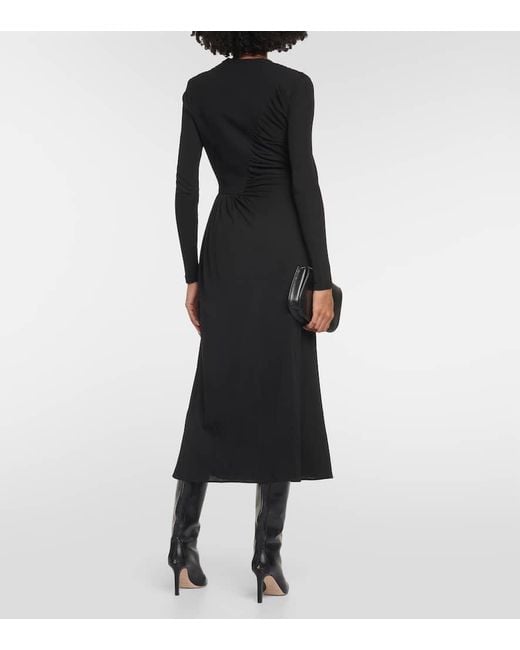 Abito Midi Con Ruches di Tory Burch in Black