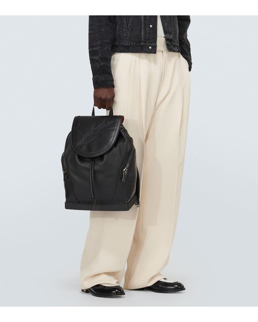 Christian Louboutin Black Explorafunk Logo Leather Backpack for men