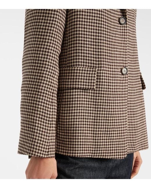Max Mara Brown Max Mara Gita Checked Linen Blazer