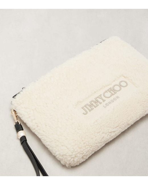 Jimmy Choo Natural Etui Mit Riemen Aus Shearling