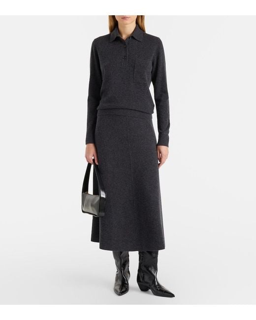 Jardin Des Orangers Black Wool And Cashmere Midi Skirt