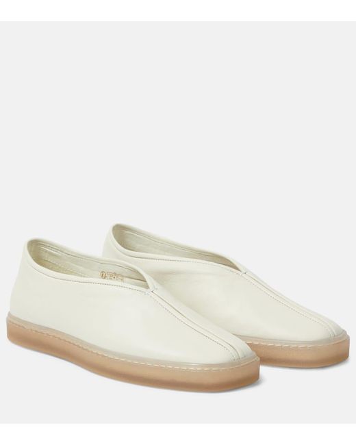 Lemaire White Loafers aus Leder