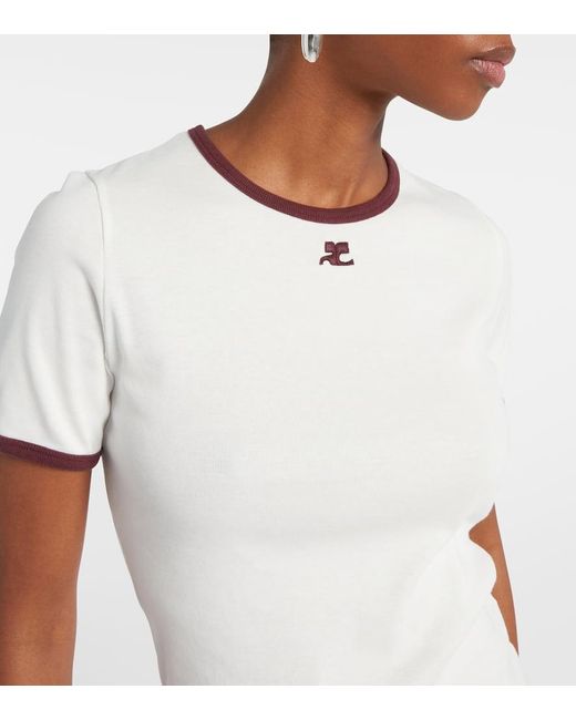 Courreges White T-Shirt Signature Aus Baumwolle