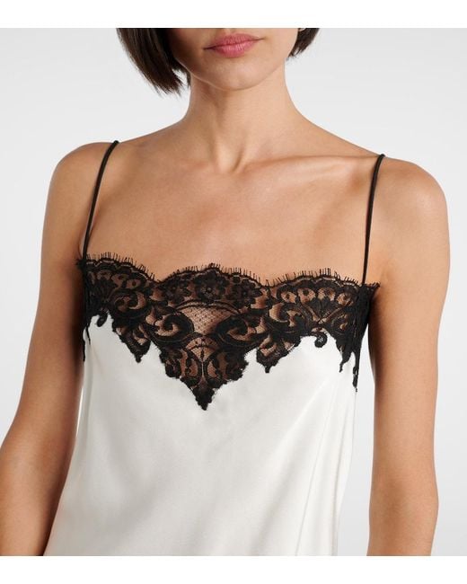 Stella McCartney White Sleeveless Lace Satin Top