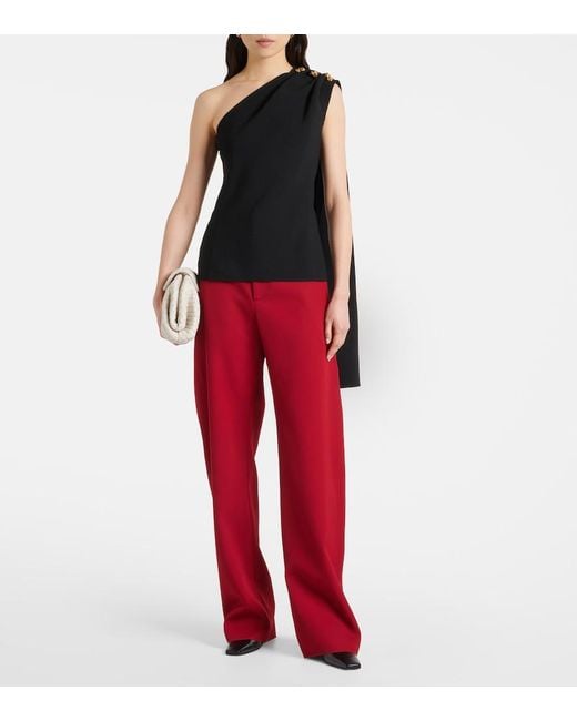 Bottega Veneta Black Asymmetric Wool Blend Top For
