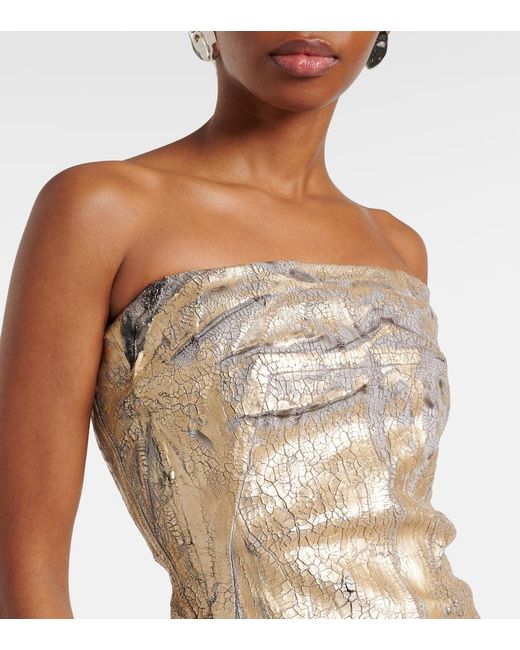 Rick Owens White Coated Denim Bustier Gown