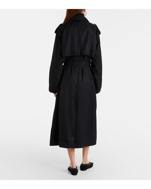 Frankie Shop Black Veyron Double-Breasted Twill Trench Coat