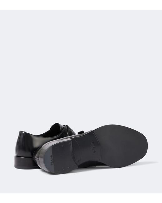 Prada Black Leather Monk Strap Shoes for men