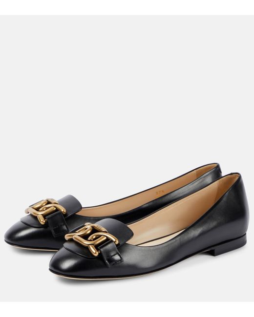 Tod's Black Kate Leather Ballet Flats