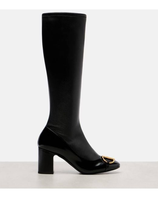 Gucci Black Stiefel Alfa Horsebit 75 Aus Leder