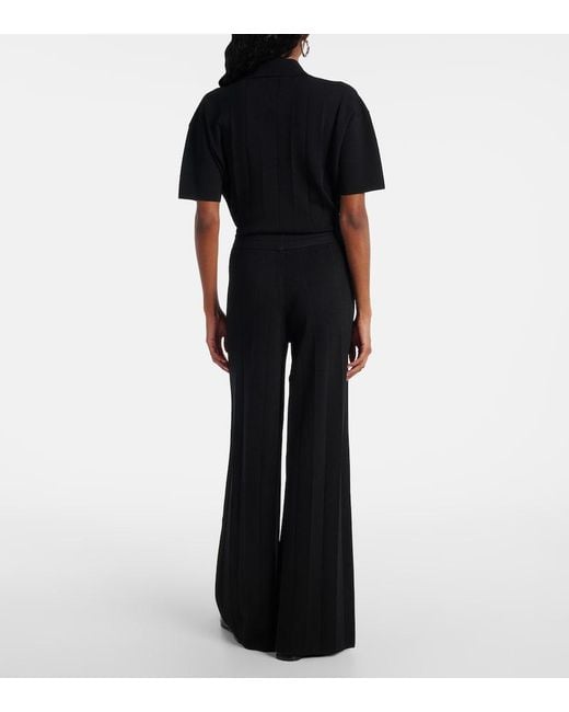 Max Mara Black Lama Crepe Wide-Leg Pants