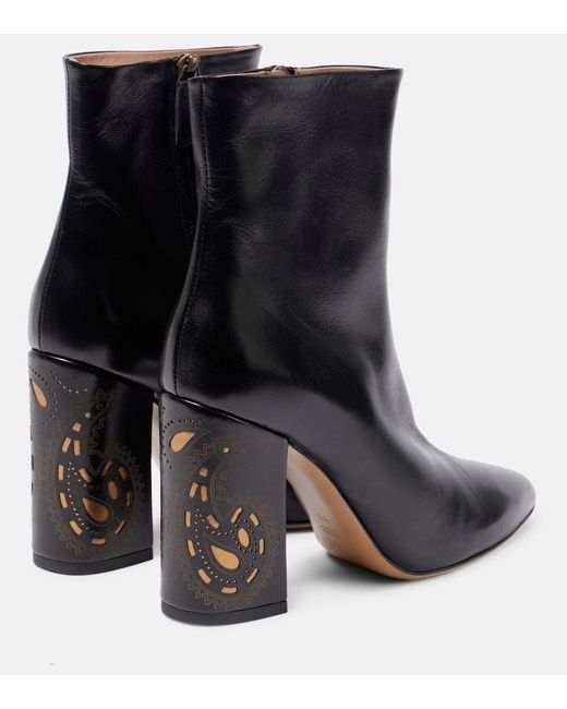 Etro Black Perforated Leather Ankle Boots