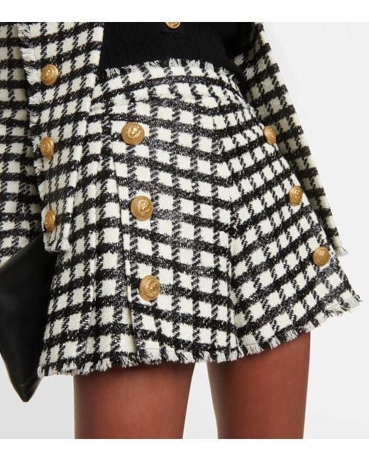 Balmain Black High-Rise Shorts Aus Einem Wollgemisch